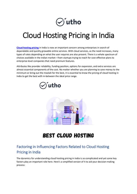 Guide to Understanding Cloud Hosting Price in India | PDF