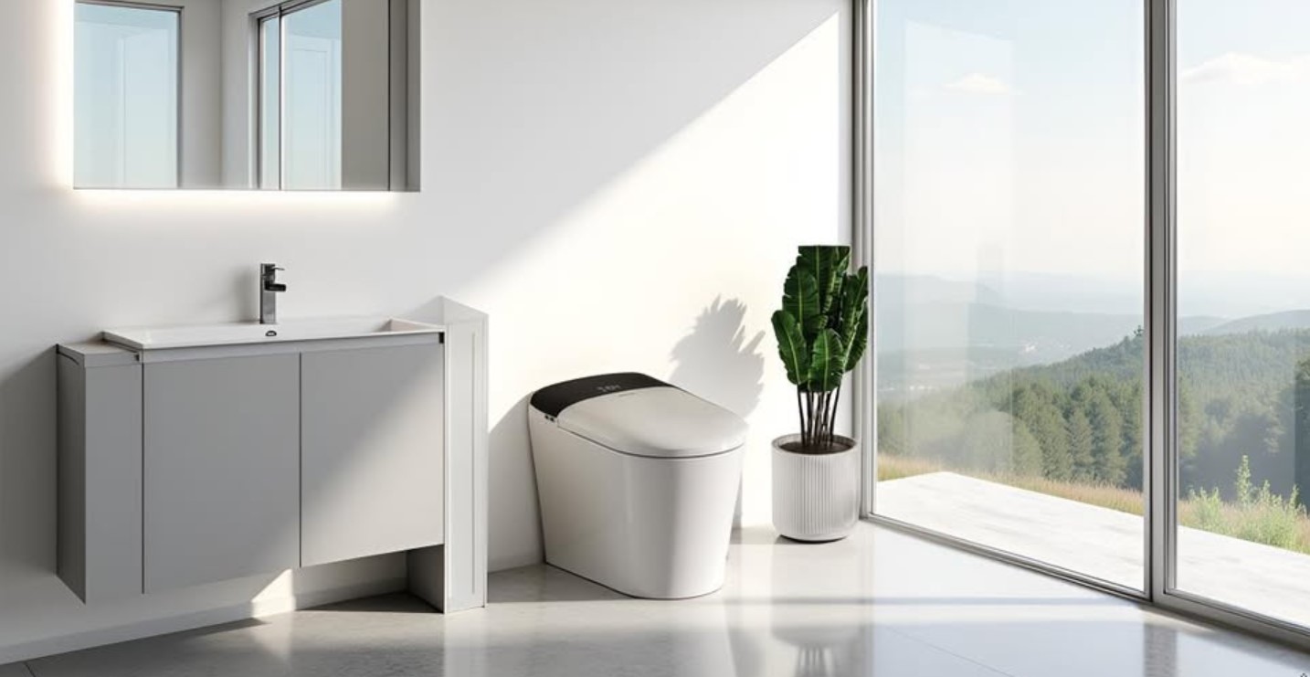 Compact Comfort and Modern Innovation: Smart Toilet with Water Tank