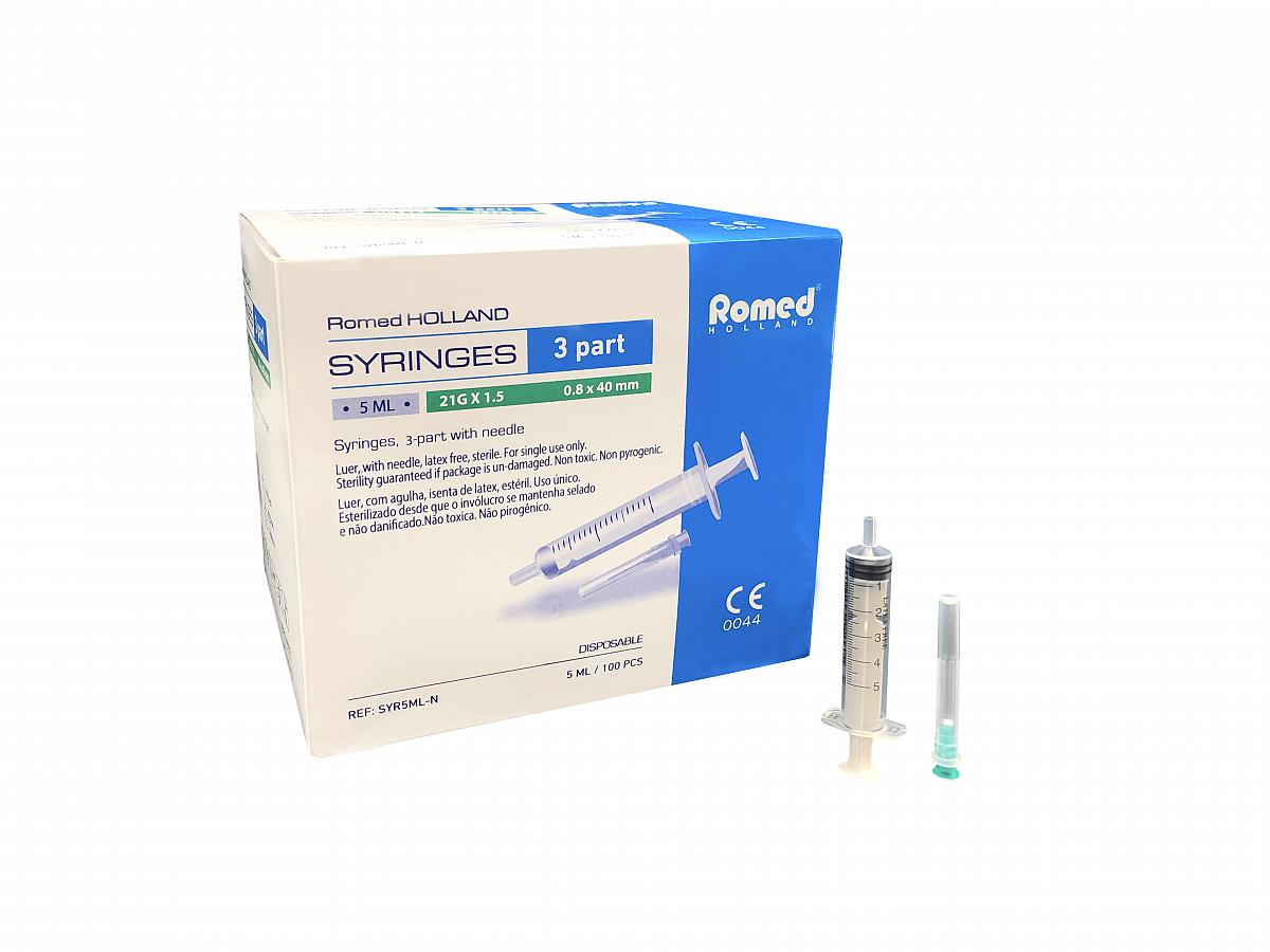 3-part syringes, with by-packed needle - Syringes - Syringes, needles & infusion sets - Products | Romed Holland